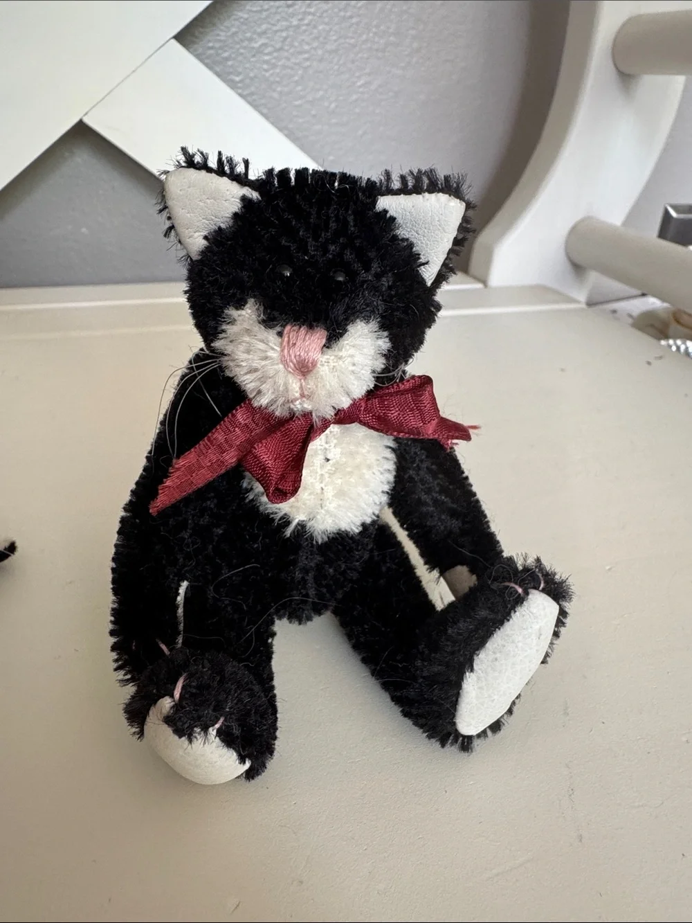 Vintage Boyds Bears Black & White Cat Pair with Pink Bows